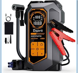 6000A Jump Starter with Air Compressor, Car Jumper Starter Portable, 150PSI Tire Inflator/Air Pump, LED Flashlight for Up to 10.0L Gas / 8.0L Diesel E