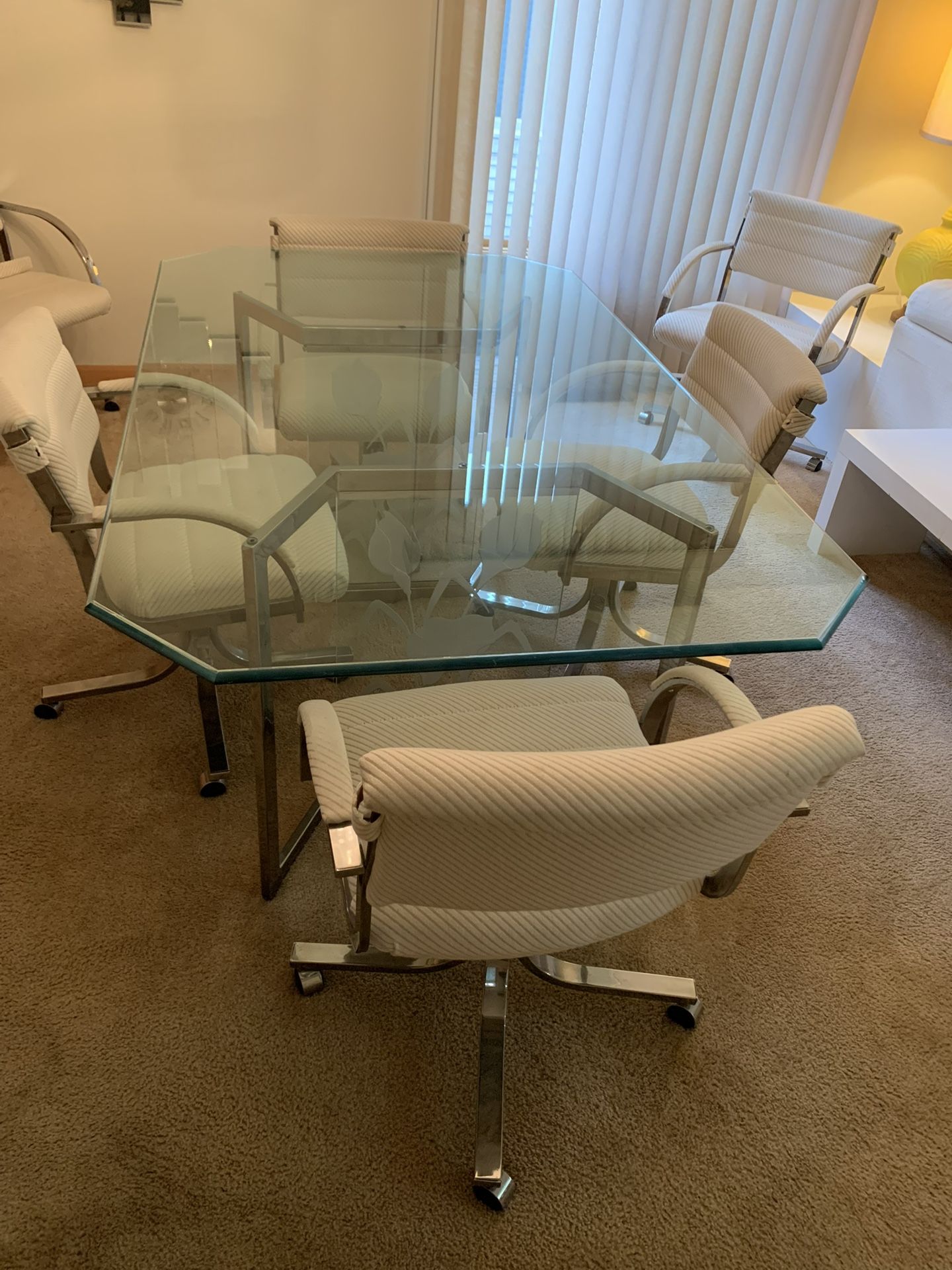 1980’s Glass and Chrome Dining Room Set
