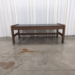 Brown Wood Coffee Table with Black Textured Top