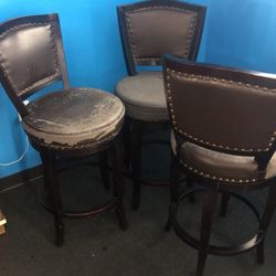 Set of Three Swivel High Back Stools - Counter Height