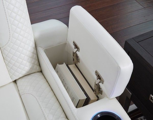 👍Party Time Power Reclining White Sofa