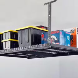 Husky Adjustable Height Garage Overhead Ceiling Storage Rack in Black (42 in. H x 96 in. W x 32 in.