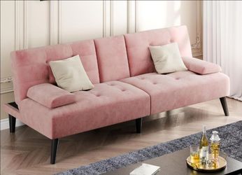 Pink Velvet Futon Sofa Bed new