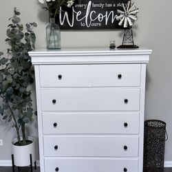Refinished Solid Wood Swan White Tall Bedroom Dresser Delivery Available 