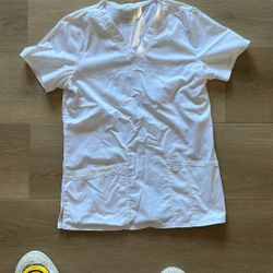 Cherokee Core Stretch White Scrub top Size Small