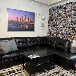 Large L Sectional Sofa Leather Type Material