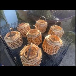 Woden candle holders ( candles included )