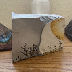 Decorative Stone With Natural Dendrite Patterns – Heavy, 6” Long