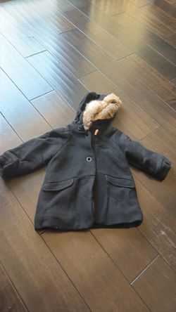 Kids Dark Gray Coat with Fur Hood