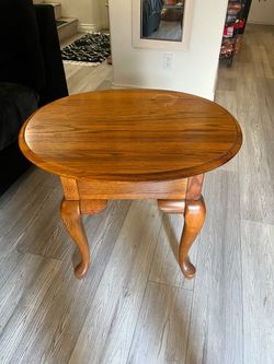 Solid Wood Oval Side Table