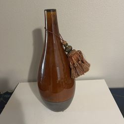 IKEA SALONG Amber-colored hand-blown Glass Vase with a darker base, 12” tall
