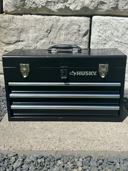 Husky 3 Drawer 20 in. Metal Portable Tool Box Tool Chest with Metal Latch Closure