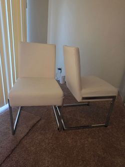Casablanca Home Fontana Eco-Leather Dining Chair- Set of 2 White/Tan(maybe off white