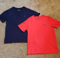 Ralph Lauren Short Sleeve T - Shirts Navy & Red Orange Size Boy’s Large Or Men’s Small