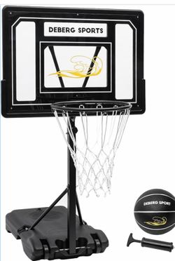 DEBERG Swimming Pool Basketball Hoop Set Height-Adjustable Portable Pool Basketball Hoop Poolside with Shatterproof Backboard and Stainless Steel Rim/