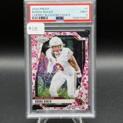 2024 Panini Prizm Cherry Blossom Choice Prizm #5 Budda Baker #/15 PSA Mint 9 (SSP)