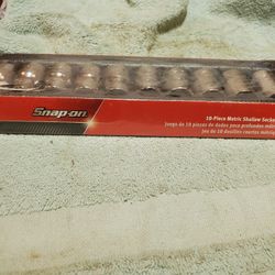NEW Snap On 1/2" Drive 10 PC Metric Shallow Sockets