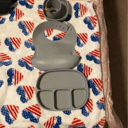 Sami go, silicone baby plate, spoon cup, and bowl dishwasher safe microwave safe