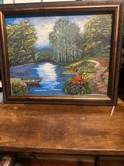 Framed Garden Landscape Canvas Print