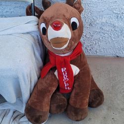 huge jumbo plush rudolph the reindeer with light up nose needs batteries