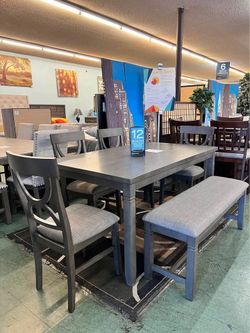 🔥Hot Sale🔥Brand New 6pc Dining Set: Table with four chair and bench $599, payment available, Delivery Available.