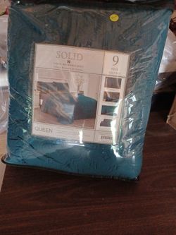 Dark Green Queen Size 9 Piece Quilt