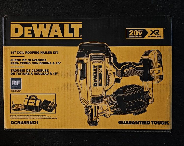 DEWALT
20V MAX Lithium-Ion 15-Degree Electric Cordless Roofing Nailer Kit with 2.0Ah Battery Charger and Bag