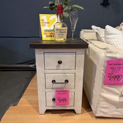 MEGA SALE! Vintage White Solid Wood Accent End Side Table - Madison County (30% Off)