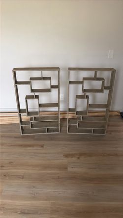 Pair of Geometric Wood Bookcases