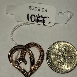 10k rose gold charm with diamonds 2 grams