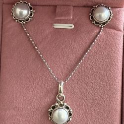 Wedding Solid Sterling Silver 925 Pendant Set