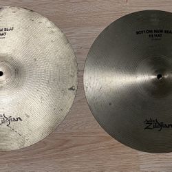 Vintage 80s Zildjian New Beat Hi Hat Cymbals 15”