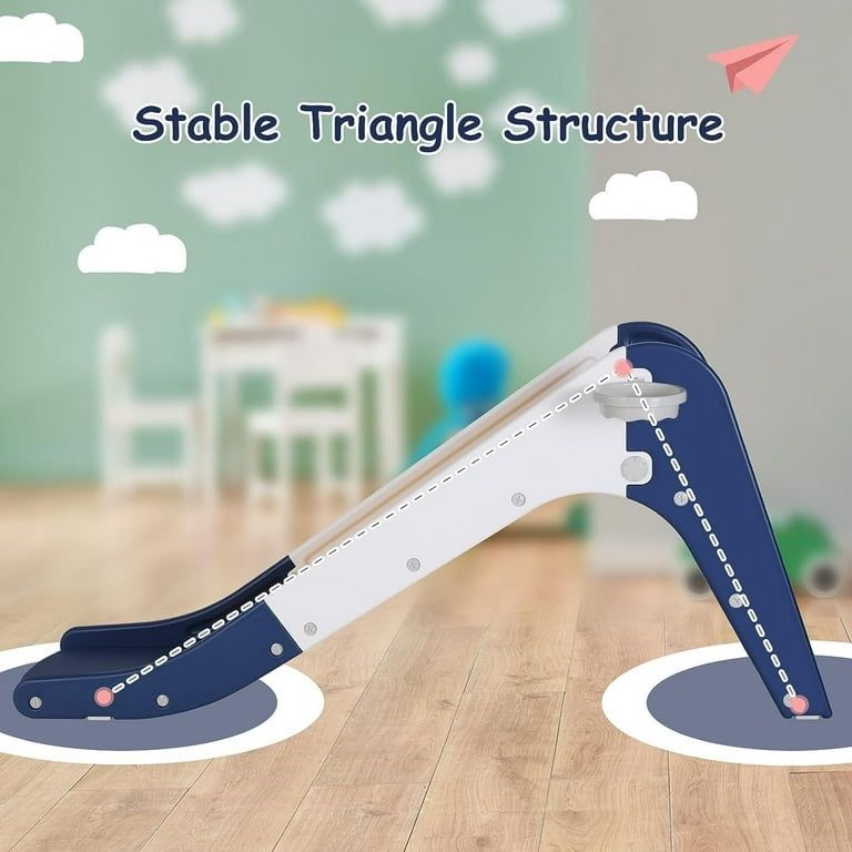 3 in 1 Slide for Kids, Toddler Slide Play Climber with Basketball Hoop, Indoor Outdoor Freestanding Slide with Extra Long Slipping Slope for Boys & Gi