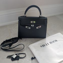 Black Leather Mini Satchel 