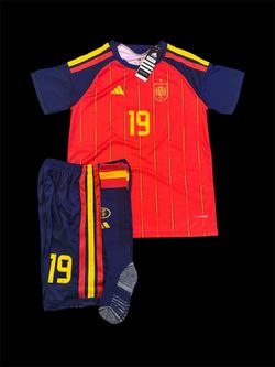 Kids Spain Lamine Yamal #19 National Team Soccer Jersey Kit – World Cup 2026