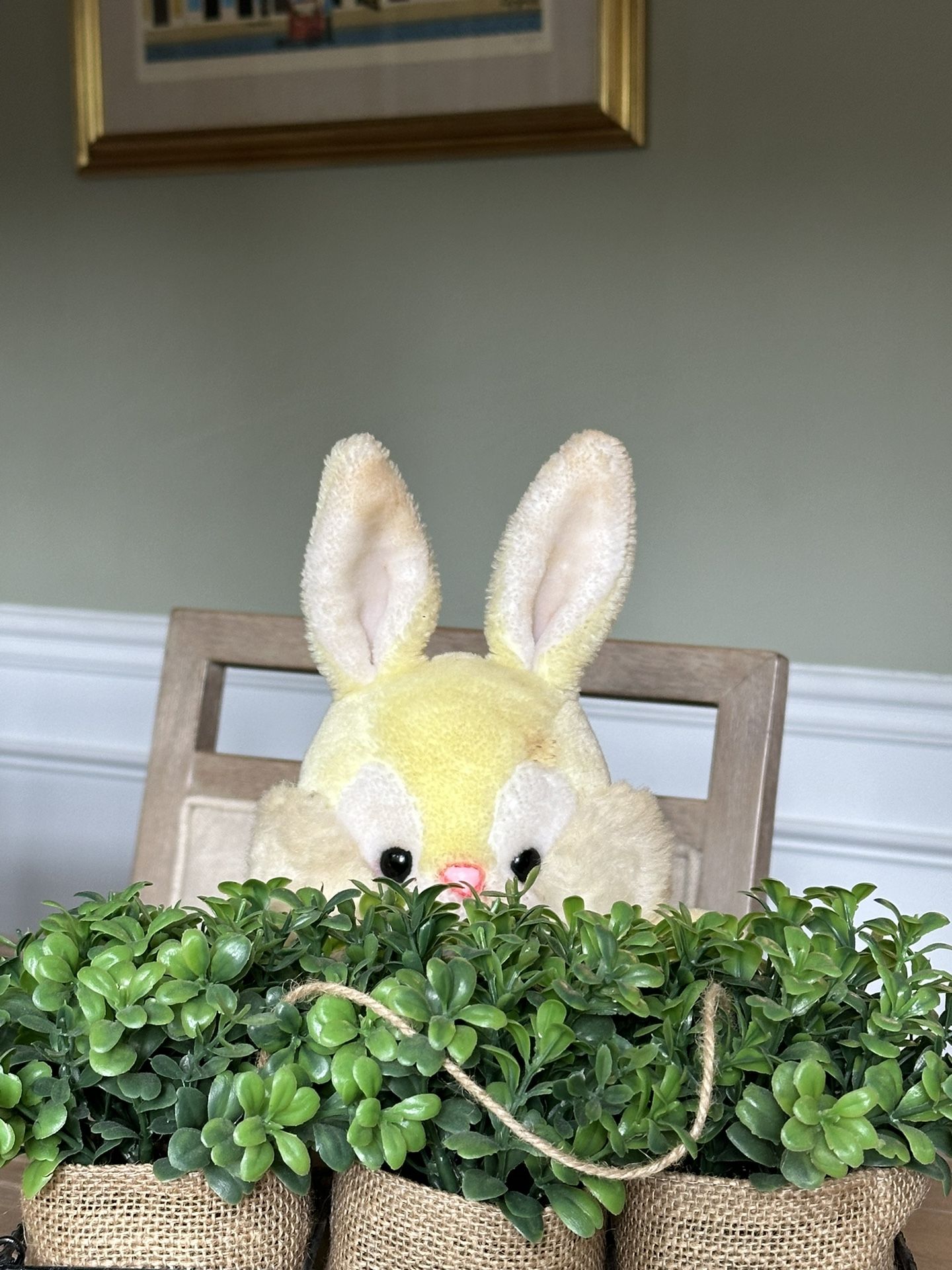 LoveLand  1980s Yellow Easter Bunny From Windsor Toys Vintage Plush Rabbit