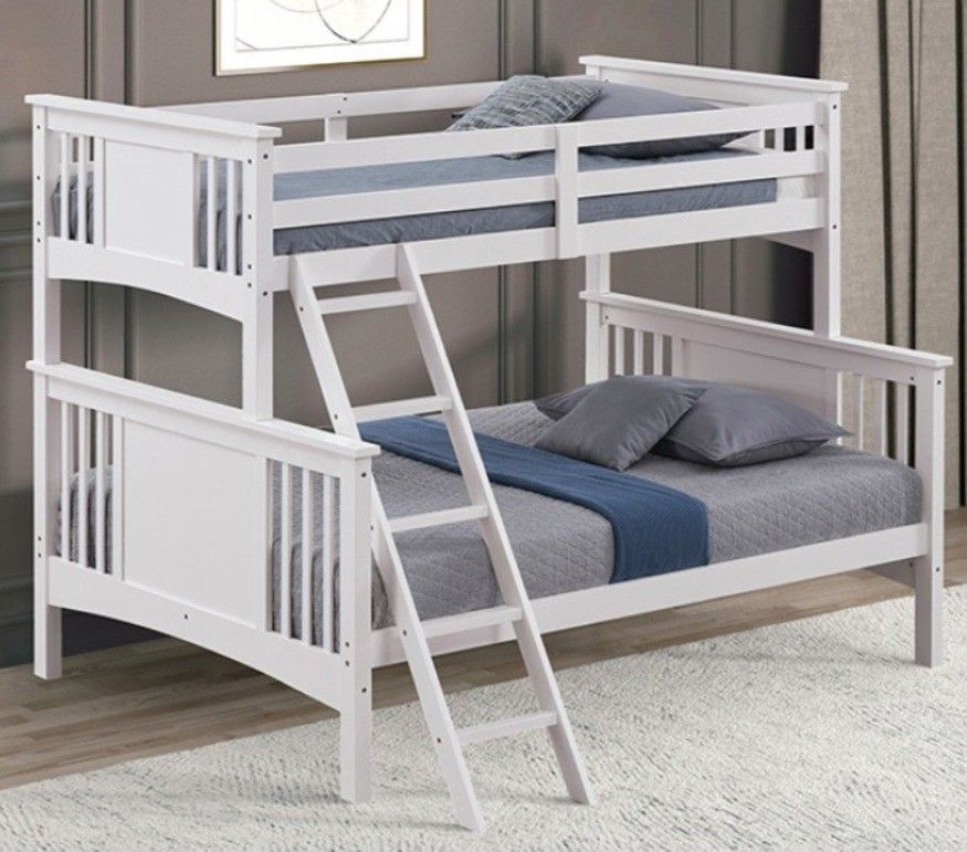 Brand New White Twin Over Full Bunk Bed 