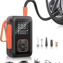 Tire Inflator Portable Air Compressor, 150PSI & 3X Faster Cordless Air Pump for Car Tires with LED Light, Tire Pump with Cigarette Lighter Plug 
