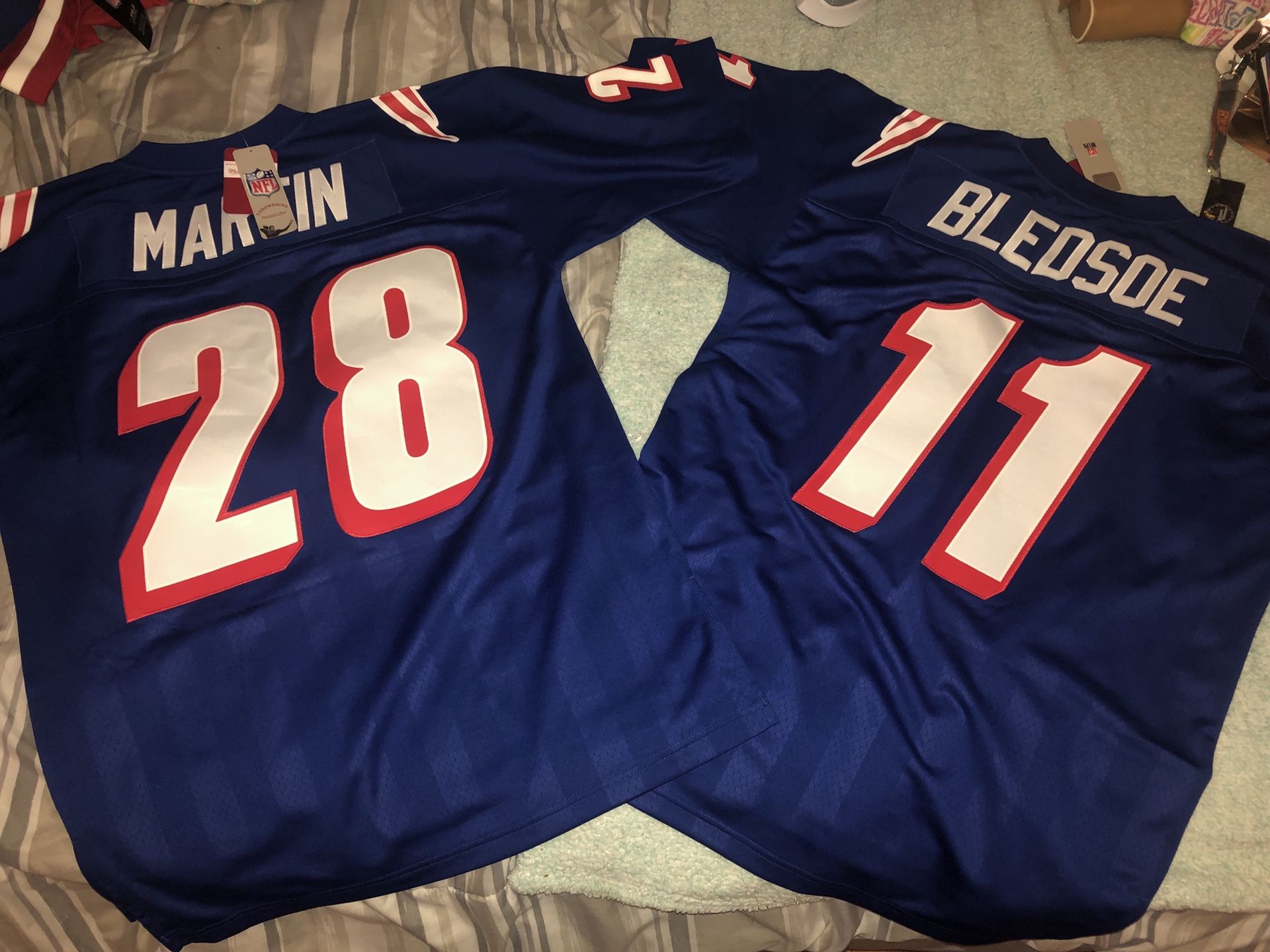 Throwback Curtis Martin and Drew Bledsoe New England Patriots Jerseys