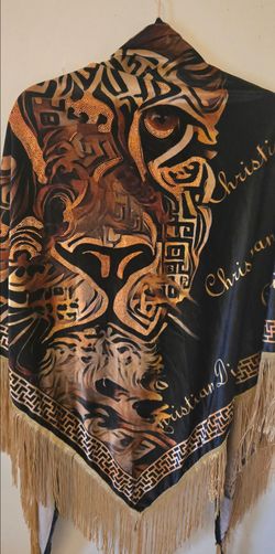 Christian Dior Large Fringed Scarf Shawl