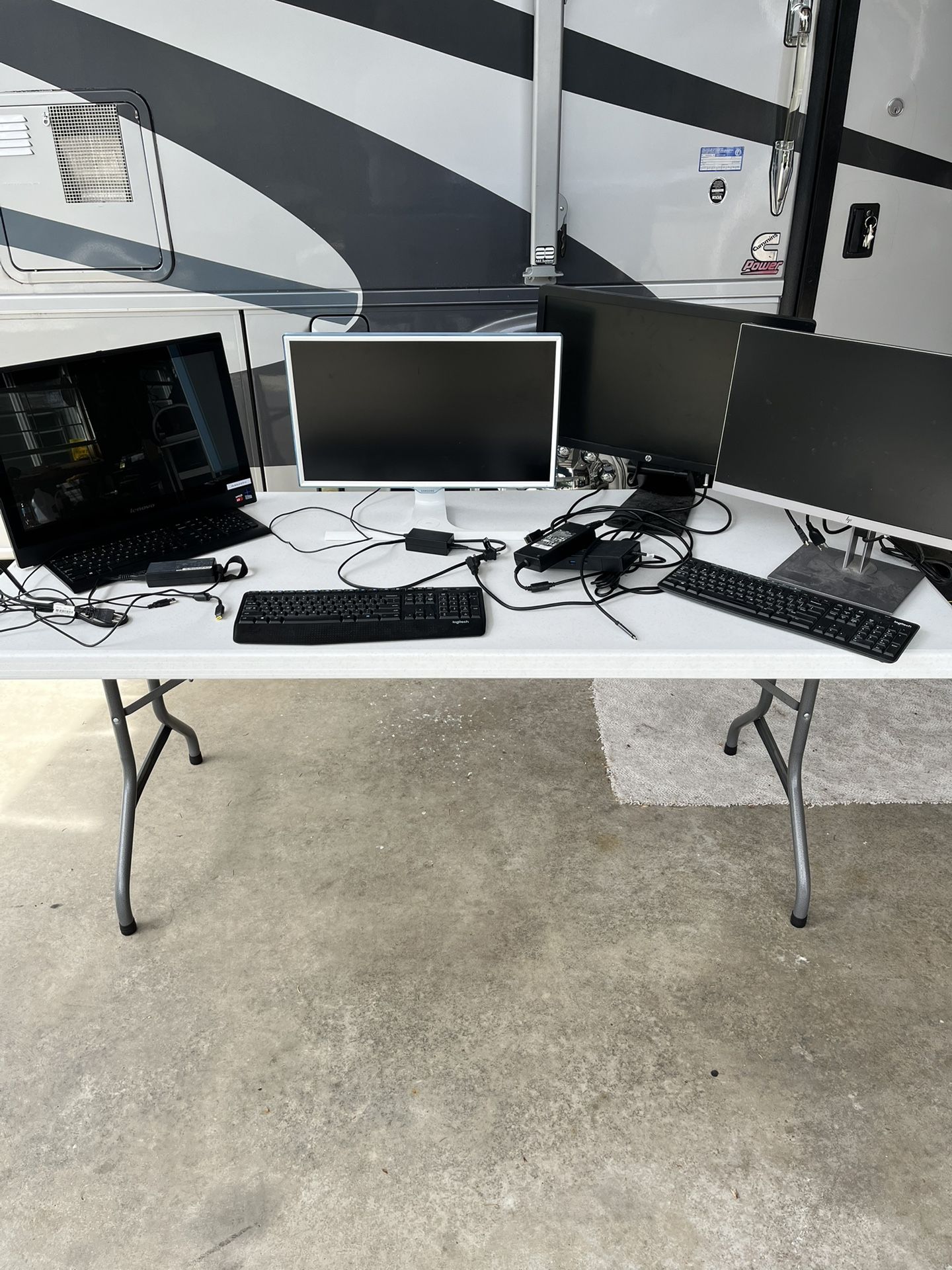 Monitors, Keyboards & A Lenovo All In One Computer