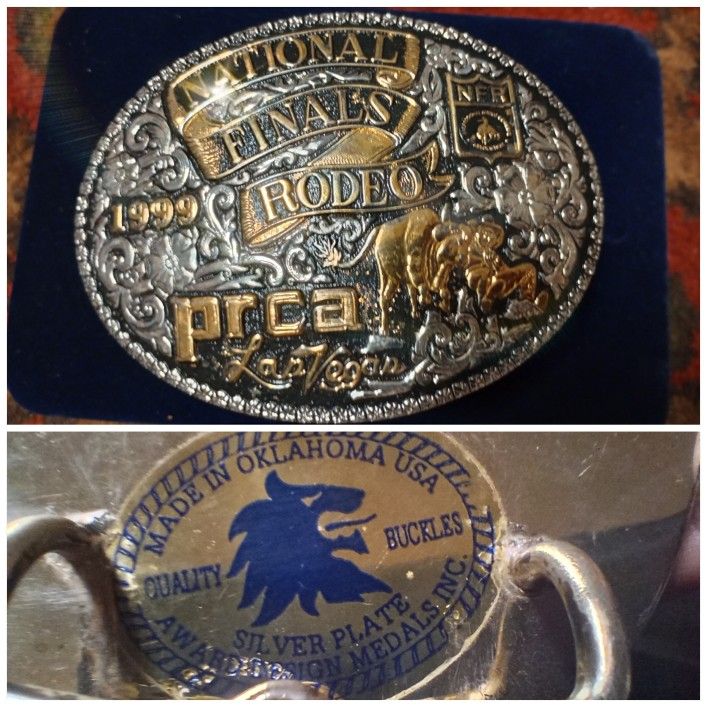 1999 Silver Plate National Finals Rodeo Belt Buckle