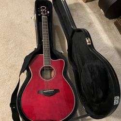YAMAHA FSC-TA ACOUSTIC-ELECTRIC GUITAR AND YAMAHA CASE.