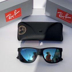 Rayban Justin Mirrored Blue polarized lens - Made in Italy (Brand New)