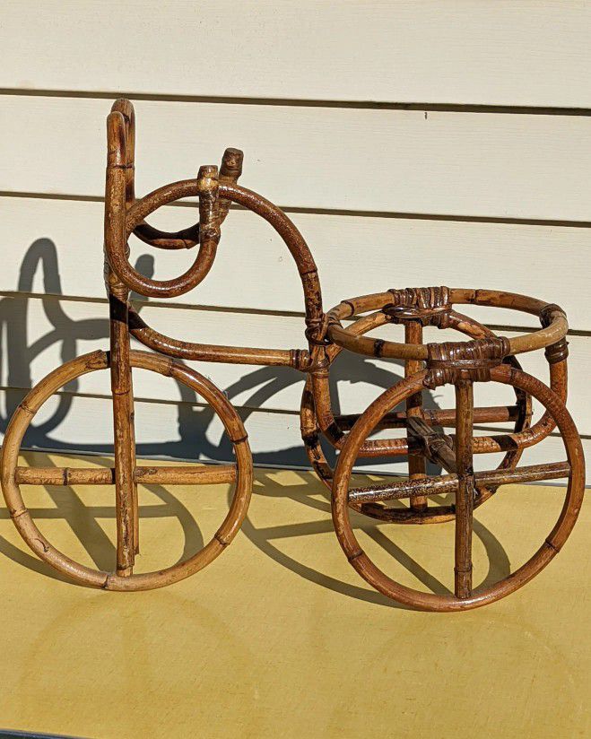Bohemian Rattan Tricycle Plant Stand 