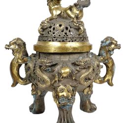 ANTIQUE CHINESE BRASS COPPER INCENSE BURNER
