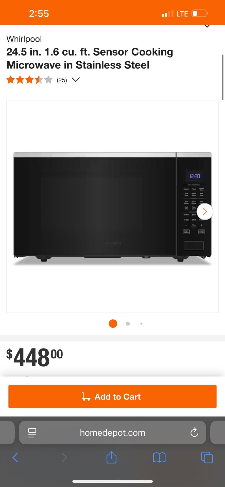 1.6 cu. ft. Sensor Cooking Microwave
