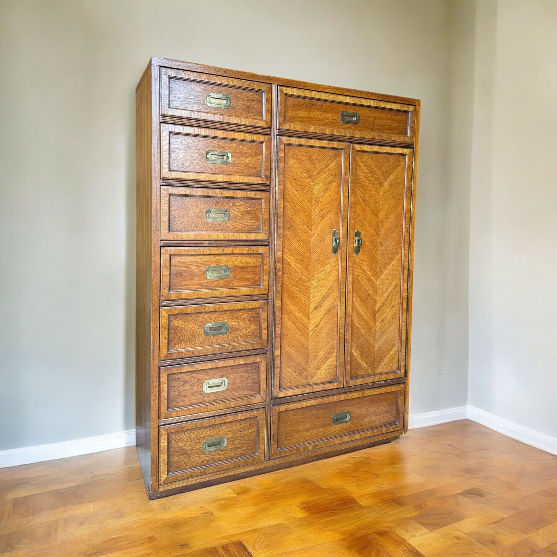 MCM Armoire Solid Wood Wardrobe Dresser with Drawers and Shelves