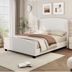 Beige Wood Frame King Size Linen Upholstered Platform Bed with 51.2 in. H Wingback Headboard brand new in box $150   Warehouse Address:  2745 Boone st