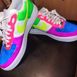 Custom U Finished Neon Nike Air Force 1 Mens Size 8
